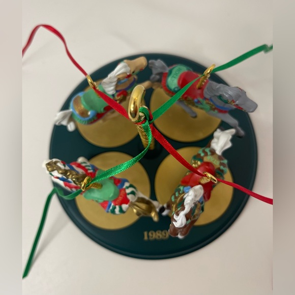 1989 Hallmark Christmas Ornament Carousel Horse Series w/ Display stand 4 Horses - Picture 10 of 10